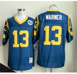 Men's Los Angeles Rams #13 Kurt Warner Royal Throwback Football Stitched Jersey