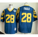 Men's Los Angeles Rams #28 Marshall Faulk Royal Throwback Football Stitched Jersey