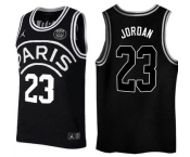 Paris Saint-Germain #23 Michael Jordan Black Jordan Fashion Jersey