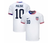 Men American Team 10 Christian Pulisic 2024 25 Home Soccer Jersey Suit