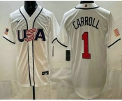Men's USA #1 Corbin Carroll White 2026 World Baseball Classic Cool Base Jersey