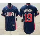 Men's USA #19 Roman Anthony Navy 2026 World Baseball Classic Cool Base Jersey