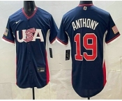 Men's USA #19 Roman Anthony Navy 2026 World Baseball Classic Cool Base Jersey