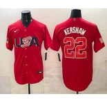 Men's USA #22 Clayton Kershaw Red 2026 World Baseball Classic Cool Base Jersey