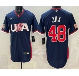 Men's USA #48 Griffin Jax Navy 2026 World Baseball Classic Cool Base Jersey