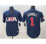 Men's USA Baseball #1 Corbin Carroll Navy World Baseball Classic Stitched Jersey