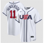 Men's USA Baseball #11 Gunnar Henderson White 2026 World Baseball Classic Home Stadium Stitched Jersey