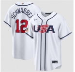 Men's USA Baseball #12 Kyle Schwarber White 2026 World Baseball Classic Home Stadium Stitched Jersey
