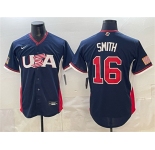 Men's USA Baseball #16 Will Smith Navy 2026 World Baseball Classic Road Stadium Stitched Jersey