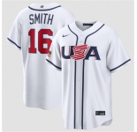 Men's USA Baseball #16 Will Smith White 2026 World Baseball Classic Home Stadium Stitched Jersey