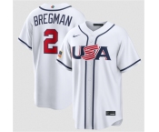 Men's USA Baseball #2 Alex Bregman White 2026 World Baseball Classic Home Stadium Stitched Jersey