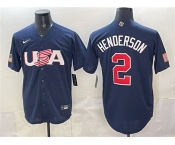 Men's USA Baseball #2 Gunnar Henderson Navy World Baseball Classic Stitched Jersey