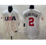 Men's USA Baseball #2 Gunnar Henderson White World Baseball Classic Stitched Jersey
