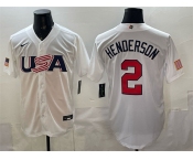 Men's USA Baseball #2 Gunnar Henderson White World Baseball Classic Stitched Jersey