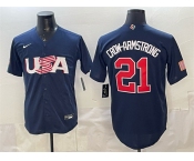 Men's USA Baseball #21 Pete Crow-Armstrong Navy World Baseball Classic Stitched Jersey