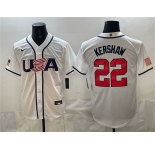 Men's USA Baseball #22 Clayton Kershaw White 2026 World Baseball Classic Home Stadium Stitched Jersey