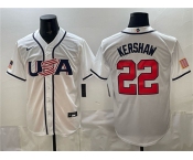 Men's USA Baseball #22 Clayton Kershaw White 2026 World Baseball Classic Home Stadium Stitched Jersey