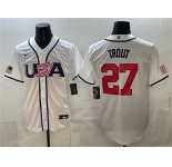 Men's USA Baseball #27 Mike Trout White 2026 World Baseball Classic Home Stadium Stitched Jersey