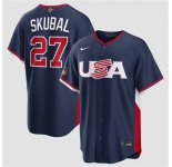 Men's USA Baseball #27 Tarik Skubal Navy 2026 World Baseball Classic Road Stadium Stitched Jersey