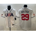 Men's USA Baseball #29 Cal Raleigh White 2026 World Baseball Classic Home Stadium Stitched Jersey