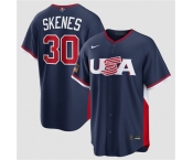 Men's USA Baseball #30 Paul Skenes Navy 2026 World Baseball Classic Road Stadium Stitched Jersey