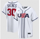 Men's USA Baseball #30 Paul Skenes White 2026 World Baseball Classic Home Stadium Stitched Jersey