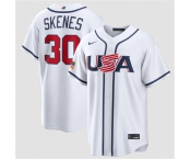 Men's USA Baseball #30 Paul Skenes White 2026 World Baseball Classic Home Stadium Stitched Jersey
