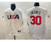 Men's USA Baseball #30 Paul Skenes White World Baseball Classic Stitched Jersey
