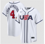Men's USA Baseball #4 Crow-Armstrong White 2026 World Baseball Classic Home Stadium Stitched Jersey