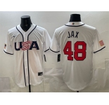Men's USA Baseball #48 Griffin Jax White 2026 World Baseball Classic Home Stadium Stitched Jersey