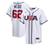 Men's USA Baseball #62 Logan Webb White 2026 World Baseball Classic Home Stadium Stitched Jersey