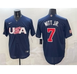 Men's USA Baseball #7 Bobby Witt Jr. Navy World Baseball Classic Stitched Jersey
