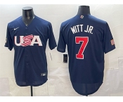 Men's USA Baseball #7 Bobby Witt Jr. Navy World Baseball Classic Stitched Jersey