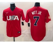 Men's USA Baseball #7 Bobby Witt Jr. Red World Baseball Classic Stitched Jersey