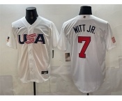 Men's USA Baseball #7 Bobby Witt Jr. White World Baseball Classic Stitched Jersey