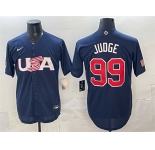 Men's USA Baseball #99 Aaron Judge 2023 Navy World Baseball Classic Stitched Jersey