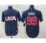 Men's USA Baseball #99 Aaron Judge 2023 Navy World Baseball Classic Stitched Jersey