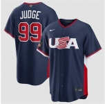 Men's USA Baseball #99 Aaron Judge Navy 2026 World Baseball Classic Road Stadium Stitched Jersey