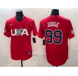 Men's USA Baseball #99 Aaron Judge Red World Baseball Classic Stitched Jersey