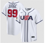 Men's USA Baseball #99 Aaron Judge White 2026 World Baseball Classic Home Stadium Stitched Jersey