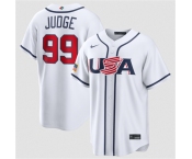 Men's USA Baseball #99 Aaron Judge White 2026 World Baseball Classic Home Stadium Stitched Jersey