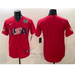 Men's USA Baseball Blank Red 2026 World Baseball Classic United States 250th Anniversary Patch Stadium Stitched Jersey