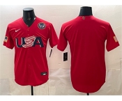 Men's USA Baseball Blank Red 2026 World Baseball Classic United States 250th Anniversary Patch Stadium Stitched Jersey