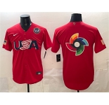 Men's USA Baseball Team Big Logo Red 2026 World Baseball Classic United States 250th Anniversary Patch Stadium Stitched Jersey
