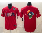 Men's USA Baseball Team Big Logo Red 2026 World Baseball Classic United States 250th Anniversary Patch Stadium Stitched Jersey