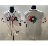Men's USA Baseball Team Big Logo White 2026 World Baseball Classic Home Stadium Stitched Jersey
