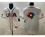 Men's USA Baseball Team Big Logo White 2026 World Baseball Classic Home Stadium Stitched Jersey
