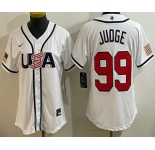 Women's USA #99 Aaron Judge White 2026 World Baseball Classic Cool Base Jersey