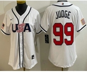 Women's USA #99 Aaron Judge White 2026 World Baseball Classic Cool Base Jersey