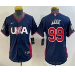 Youth USA #99 Aaron Judge Navy 2026 World Baseball Classic Cool Base Jersey